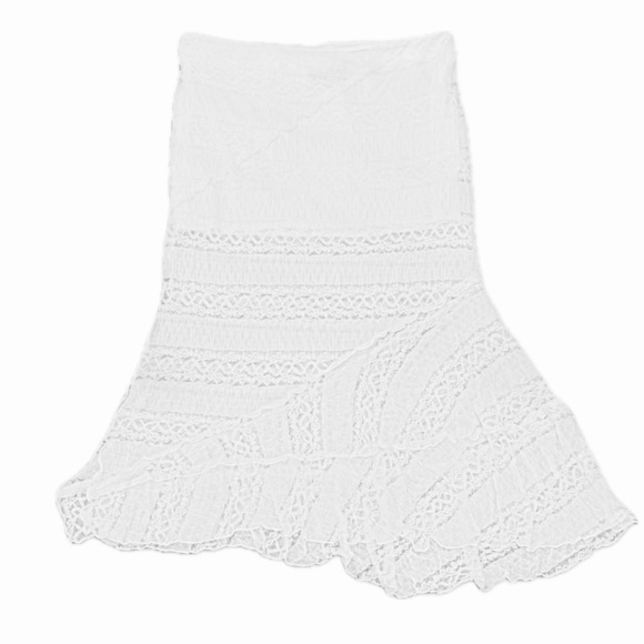 ππΏ AKIRA NWT Emelia Lace Trim Tiered White Midi Skirt | High Waistβ Boho Sz 1X - Picture 1 of 7